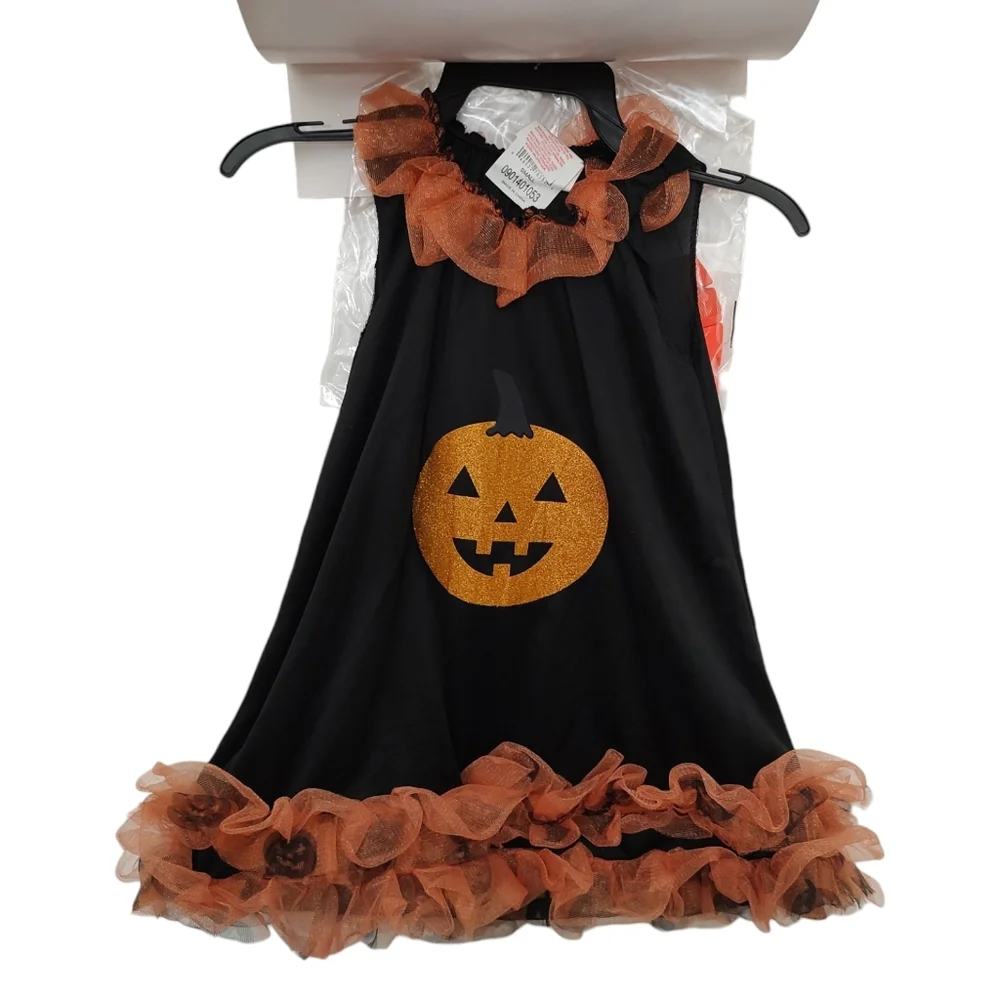 New Rubie's Pumpkin Witch Halloween Costume Tutu Dress, Tights and Hat Set Small - Picture 2 of 7